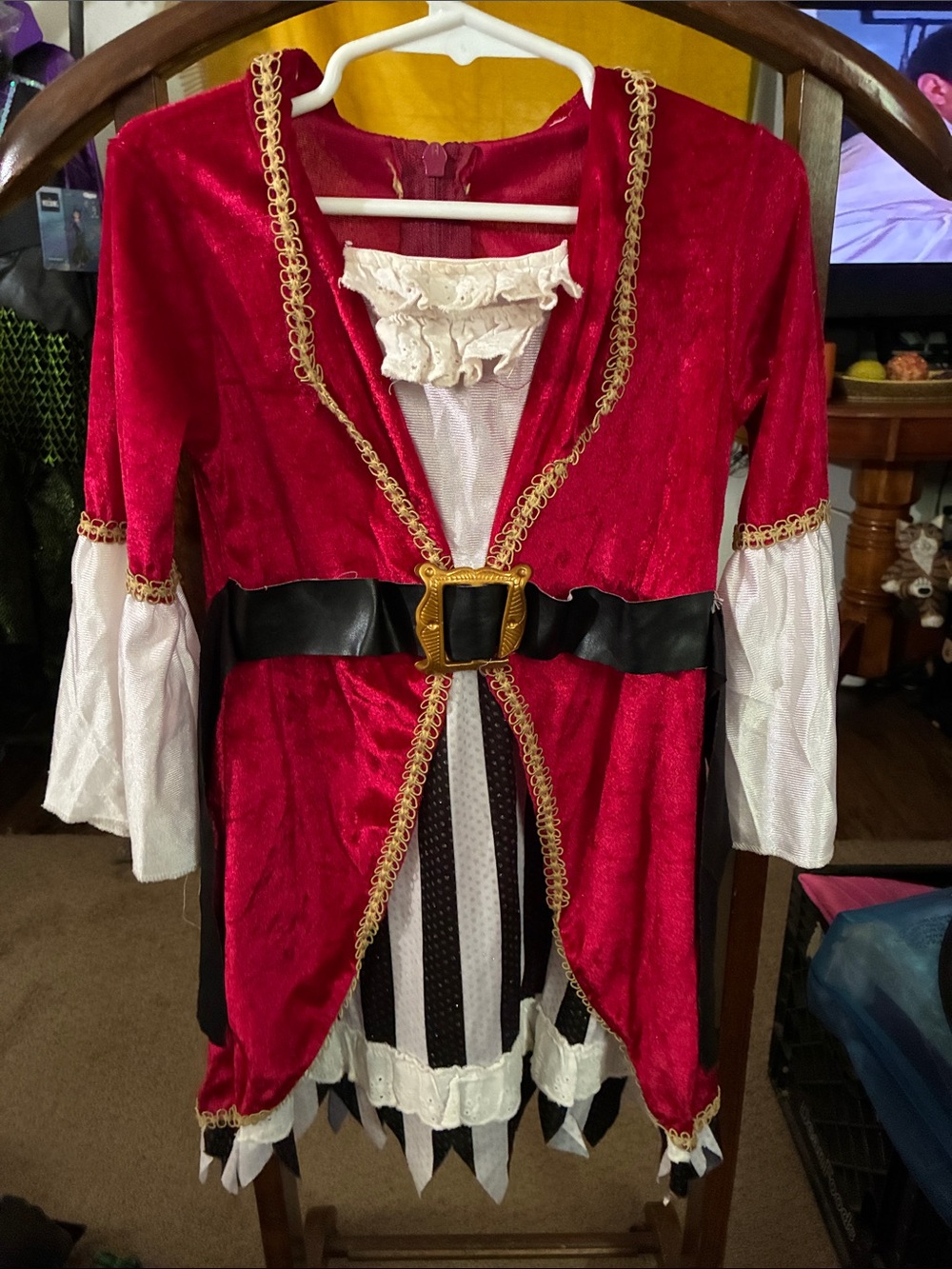 Kids Red Pirate Costume with Black Belt
